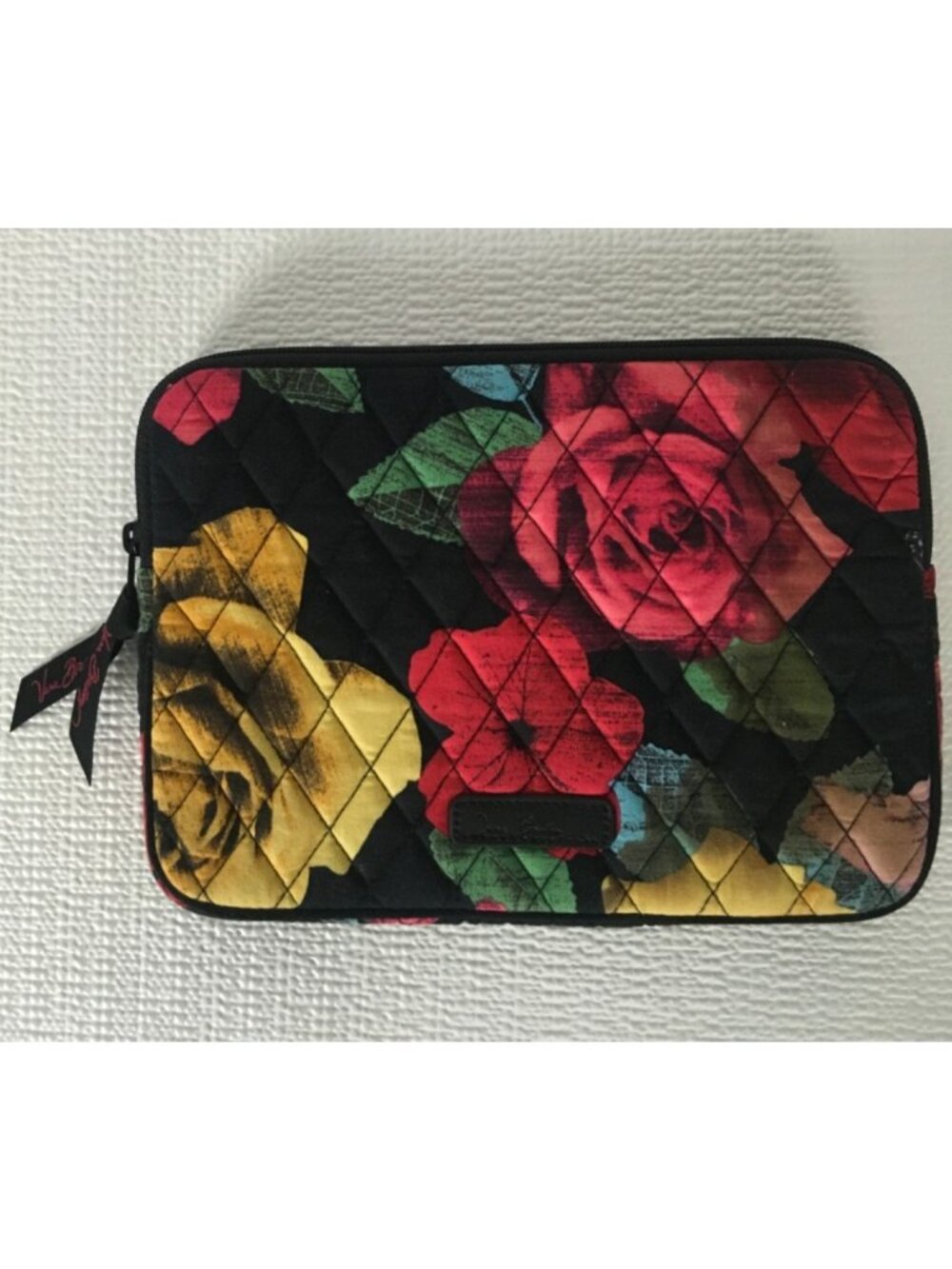 Vera Bradly Floral Tablet Organizer Red Pink Yellow Black 8.75 in 6.5 in Quilted